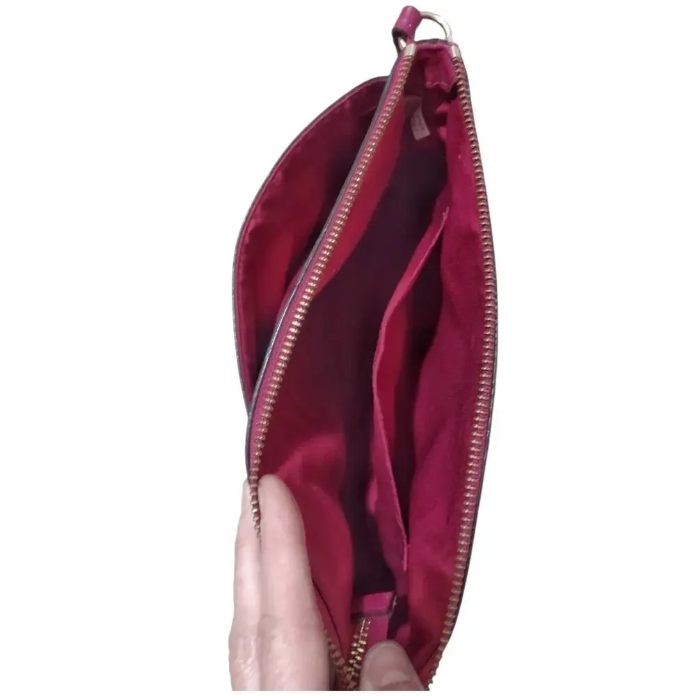 COACH East/West Pop Up Crossbody Dark Brown Fuchsia Contrast w/ Removeable Bag